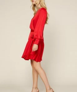 SKIES ARE BLUE Clothing Surplice Wrap Mini Dress