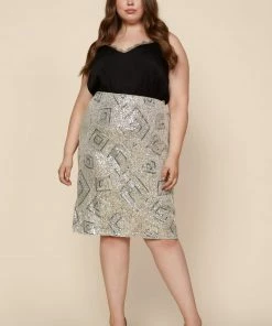 SKIES ARE BLUE Plus Size - Sequin Midi Skirt