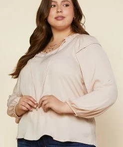 SKIES ARE BLUE Plus Size - Long Sleeve Smocked Top