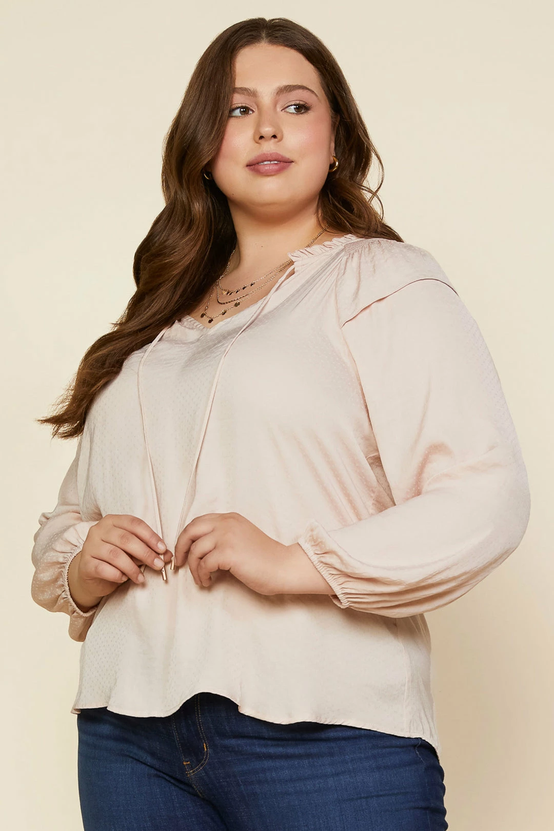 SKIES ARE BLUE Plus Size - Long Sleeve Smocked Top 3 SKIES ARE BLUE Plus Size - Long Sleeve Smocked Top