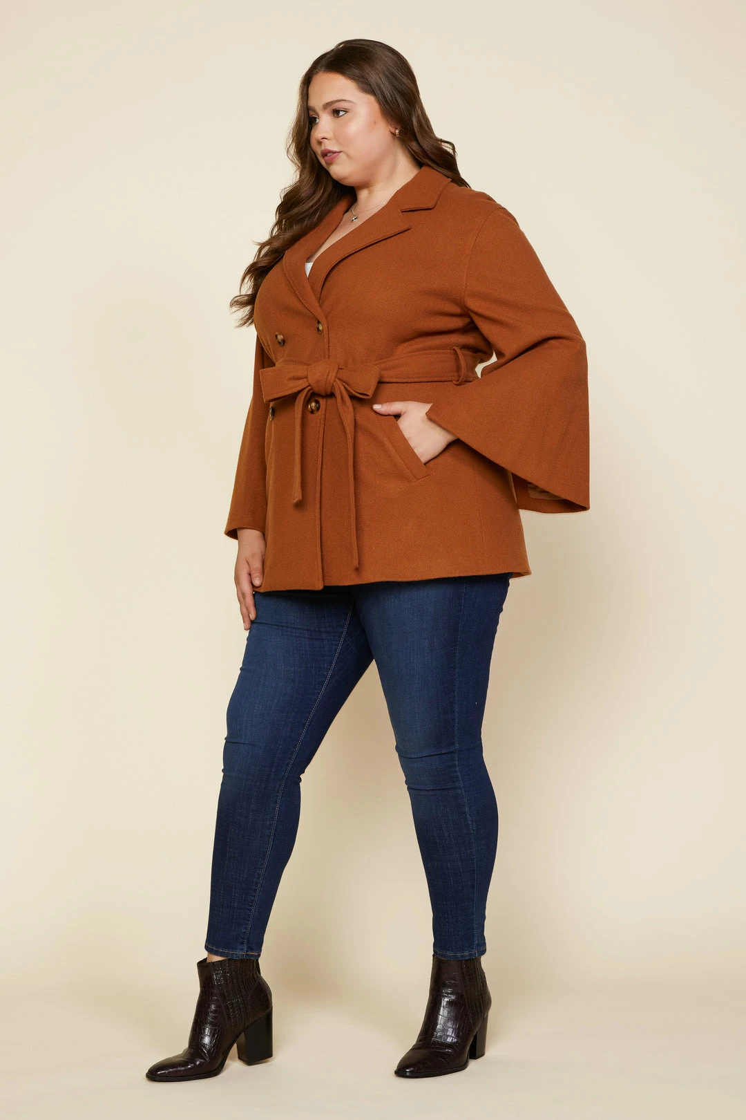SKIES ARE BLUE Clothing Plus Size - Kenzie Belted Cape Coat 7 SKIES ARE BLUE Clothing Plus Size - Kenzie Belted Cape Coat