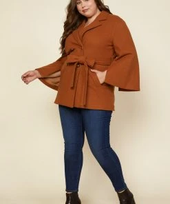 SKIES ARE BLUE Clothing Plus Size - Kenzie Belted Cape Coat