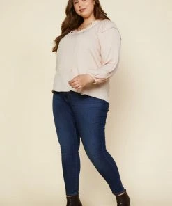 SKIES ARE BLUE Plus Size - Long Sleeve Smocked Top