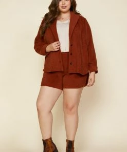 SKIES ARE BLUE Plus Size - Textured Knit Shorts Clothing