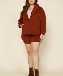SKIES ARE BLUE Plus Size - Textured Knit Jacket Clothing
