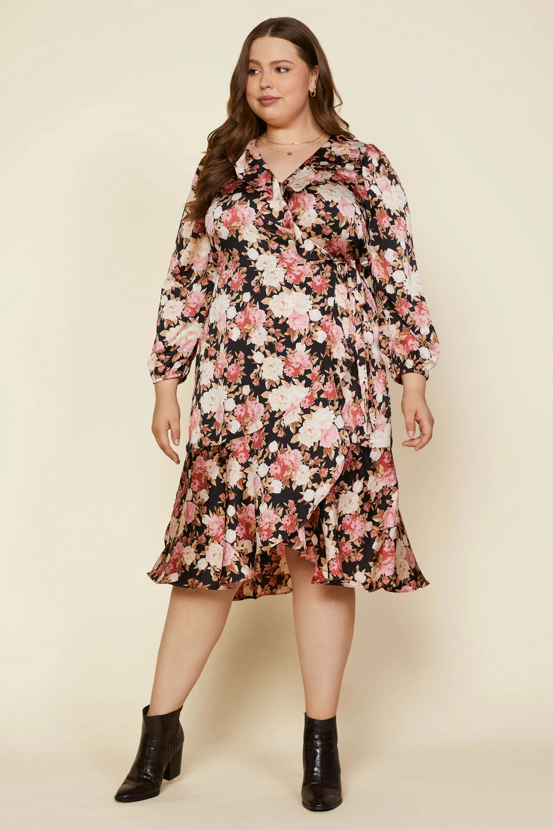 SKIES ARE BLUE Plus Size - Floral Long Sleeve Dress Clothing 5 SKIES ARE BLUE Plus Size - Floral Long Sleeve Dress Clothing