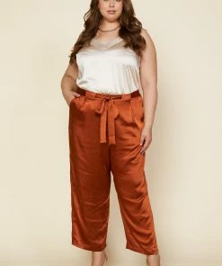 SKIES ARE BLUE Plus Size - Wide Leg Satin Pants Clothing