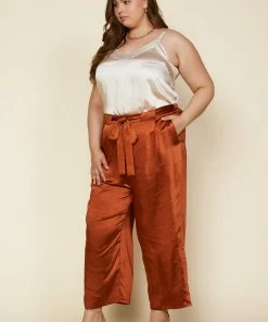 SKIES ARE BLUE Plus Size - Wide Leg Satin Pants Clothing