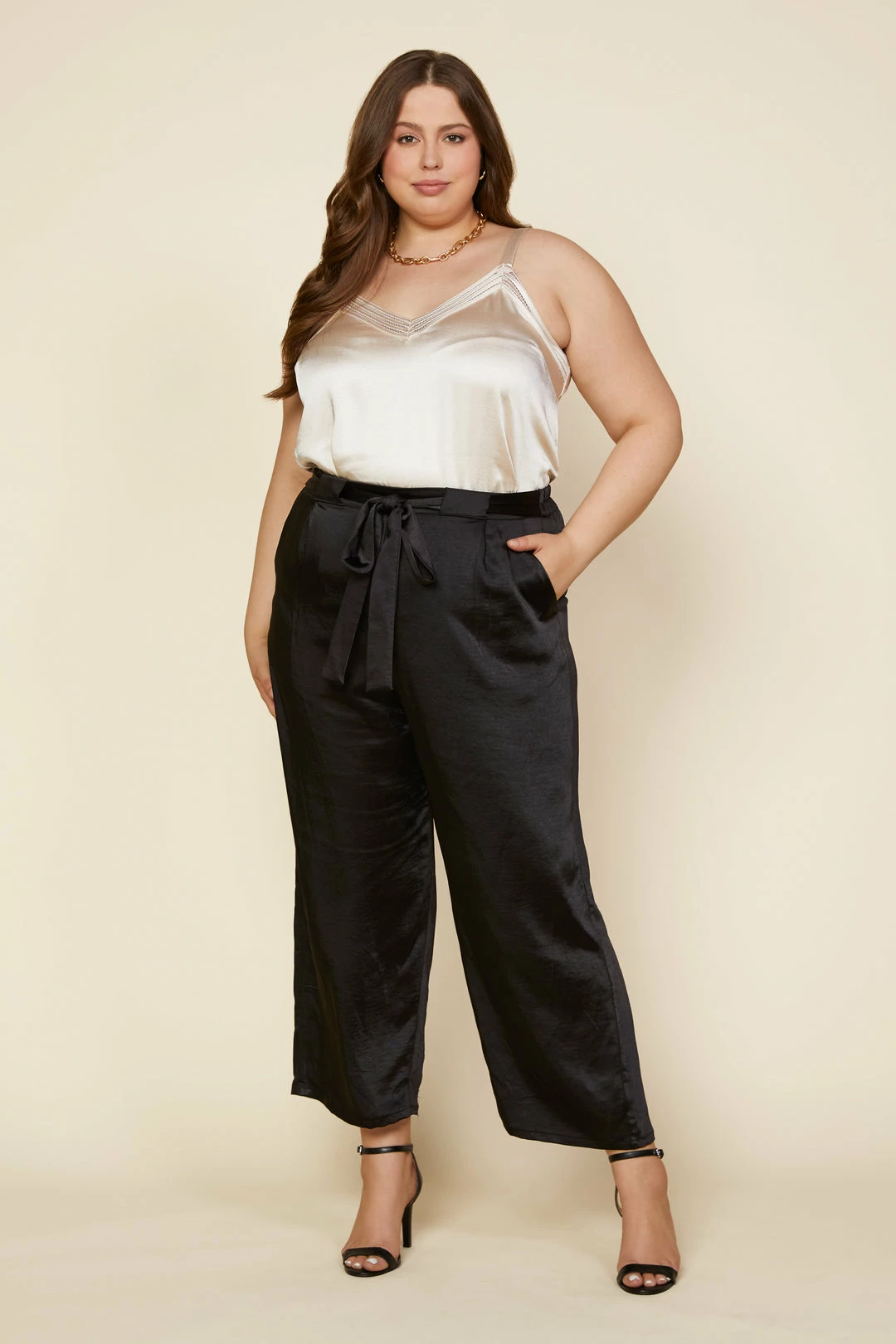 SKIES ARE BLUE Plus Size - Wide Leg Satin Pants Clothing 3 SKIES ARE BLUE Plus Size - Wide Leg Satin Pants Clothing