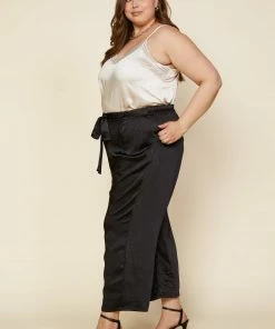 SKIES ARE BLUE Plus Size - Wide Leg Satin Pants Clothing