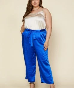 SKIES ARE BLUE Clothing Plus Size - Wide Leg Satin Pants