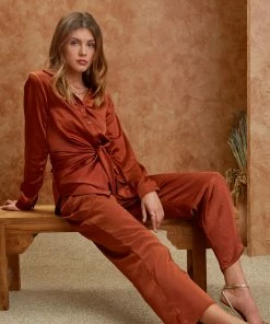 SKIES ARE BLUE Wide Leg Satin Pants Clothing