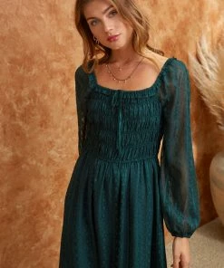 SKIES ARE BLUE Clothing Jacquard Smocked Midi Dress 10 SKIES ARE BLUE Clothing Jacquard Smocked Midi Dress