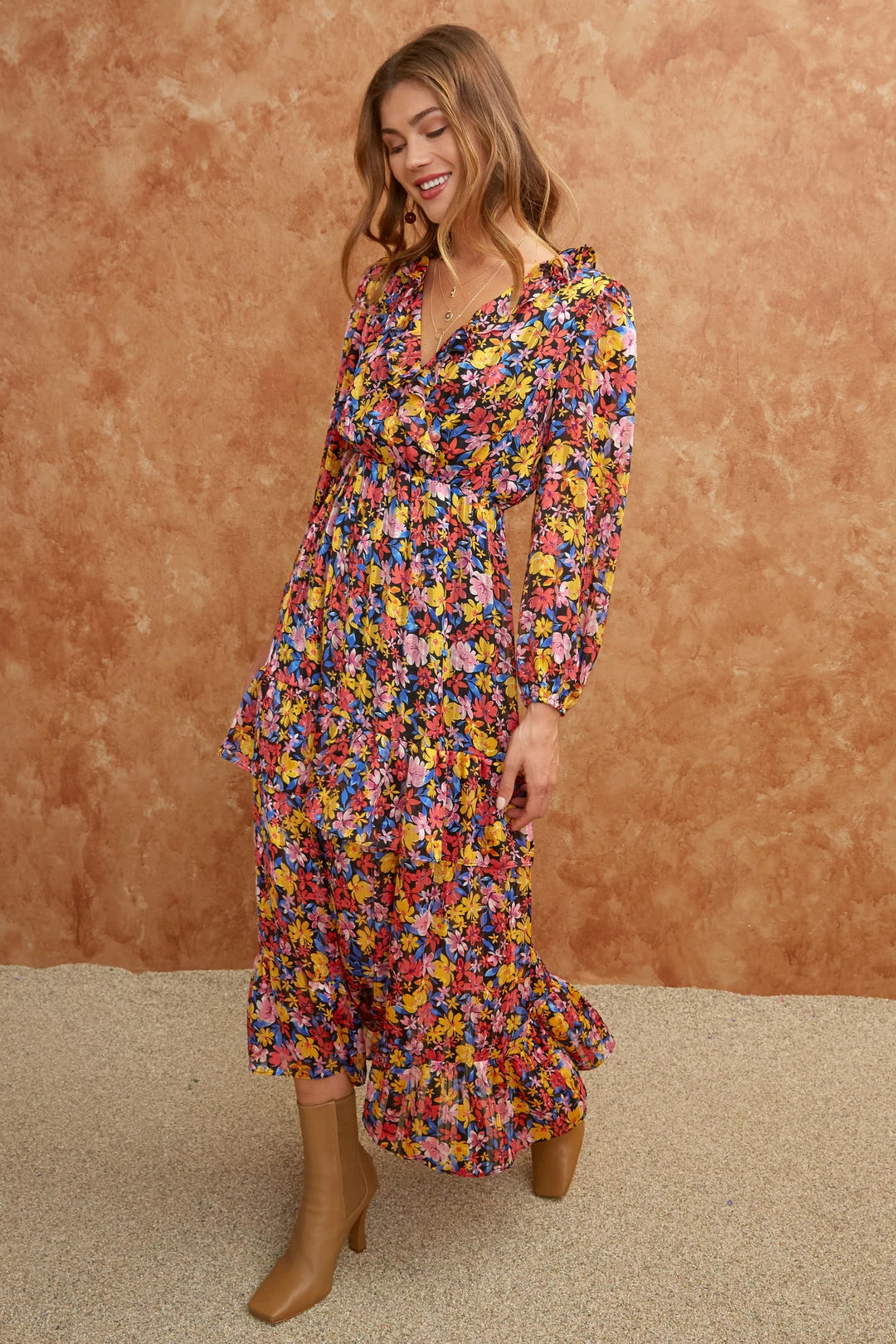 SKIES ARE BLUE Clothing Floral Print Layered Dress 5 SKIES ARE BLUE Clothing Floral Print Layered Dress