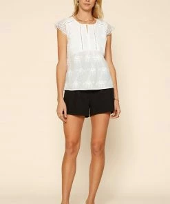 SKIES ARE BLUE Clothing Eyelet Lace Cotton Top