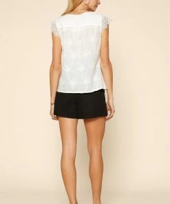 SKIES ARE BLUE Clothing Eyelet Lace Cotton Top