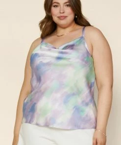 SKIES ARE BLUE Plus Size - Tie Dye Cowl Neck Cami