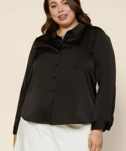 SKIES ARE BLUE Clothing Plus Size - Satin Button Down Shirt 7 SKIES ARE BLUE Clothing Plus Size - Satin Button Down Shirt