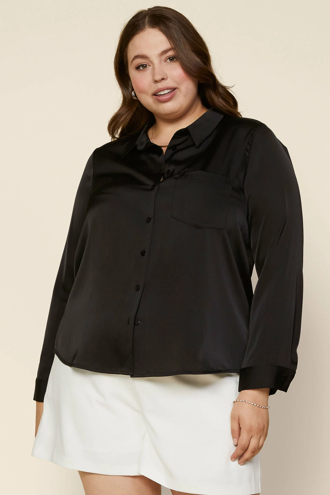 SKIES ARE BLUE Clothing Plus Size - Satin Button Down Shirt 5 SKIES ARE BLUE Clothing Plus Size - Satin Button Down Shirt