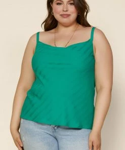 SKIES ARE BLUE New In Plus Size Plus Size - Striped Jacquard Cowl Cami