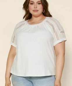 SKIES ARE BLUE Plus Size - Lace Detail Knit Top