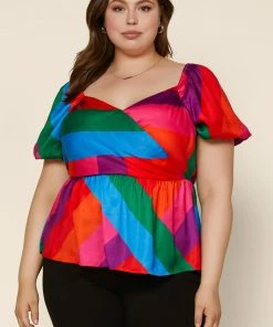 SKIES ARE BLUE Plus Size - Multicolor Peplum Top