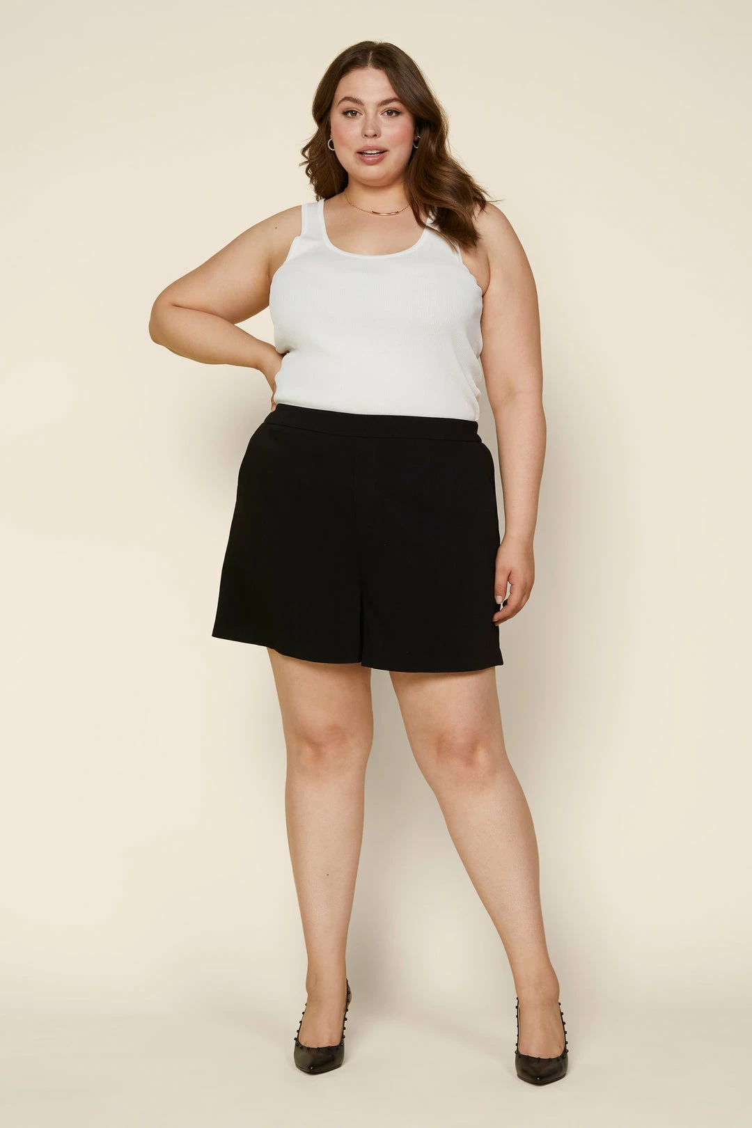 SKIES ARE BLUE Plus Size - Structured High Waisted Shorts Clothing 5 SKIES ARE BLUE Plus Size - Structured High Waisted Shorts Clothing