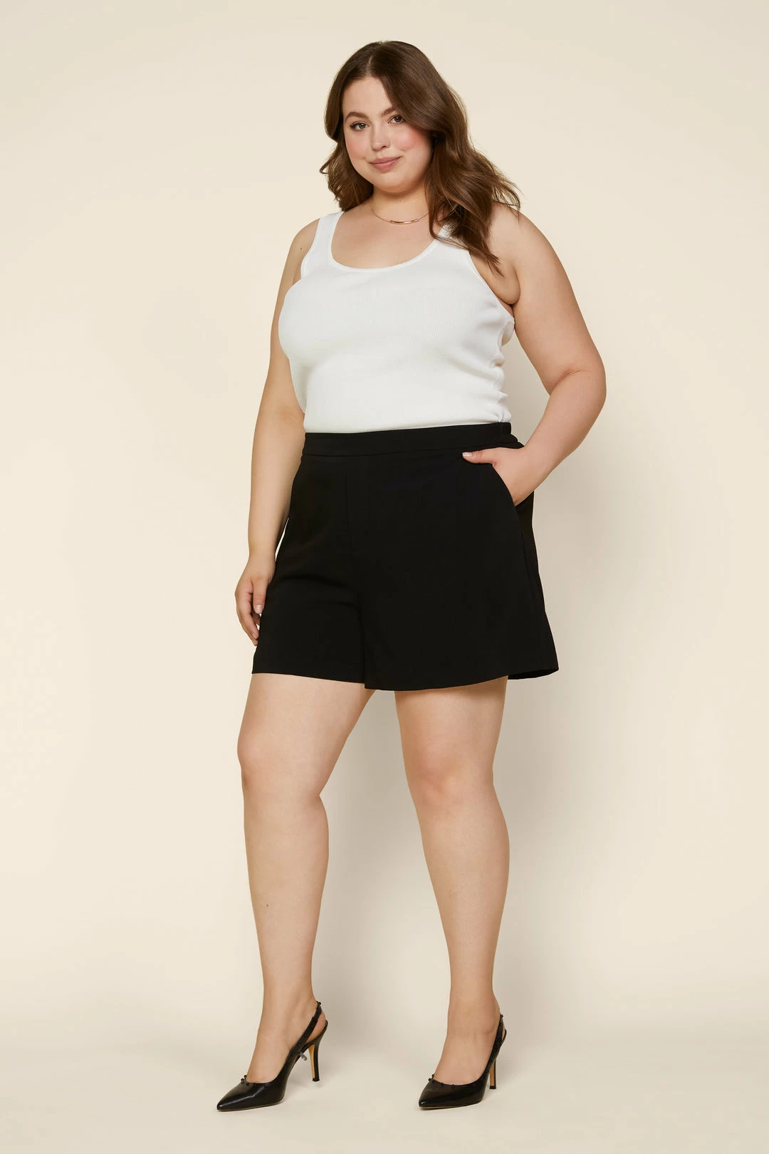 SKIES ARE BLUE Plus Size - Structured High Waisted Shorts Clothing 3 SKIES ARE BLUE Plus Size - Structured High Waisted Shorts Clothing