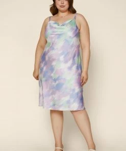 SKIES ARE BLUE Plus Size - Tie Dye Satin Cowl Dress 7 SKIES ARE BLUE Plus Size - Tie Dye Satin Cowl Dress