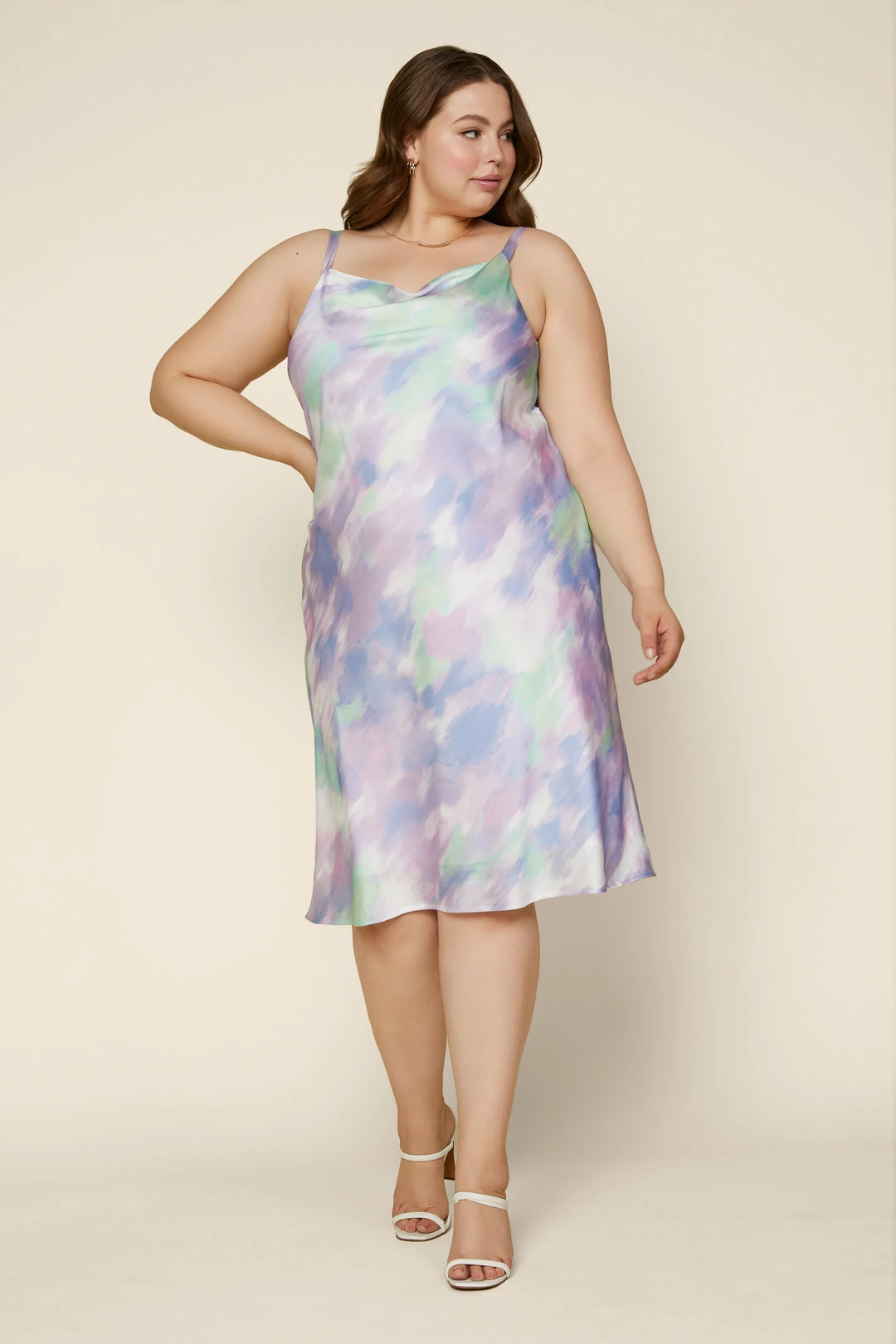 SKIES ARE BLUE Plus Size - Tie Dye Satin Cowl Dress 4 SKIES ARE BLUE Plus Size - Tie Dye Satin Cowl Dress