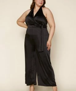 SKIES ARE BLUE Plus Size - Satin Halter Jumpsuit New In Plus Size