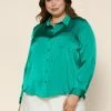 SKIES ARE BLUE Plus Size - Satin Button Down Shirt New In Plus Size