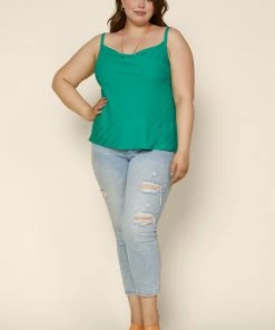 SKIES ARE BLUE New In Plus Size Plus Size - Striped Jacquard Cowl Cami