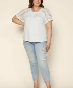 SKIES ARE BLUE Plus Size - Lace Detail Knit Top