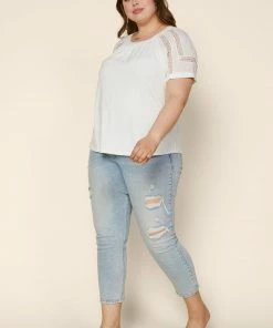 SKIES ARE BLUE Plus Size - Lace Detail Knit Top