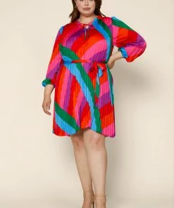 SKIES ARE BLUE Plus Size - Multicolor Pleated Dress