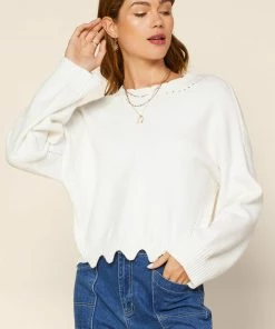 SKIES ARE BLUE Raya Scallop Trimmed Sweater Clothing