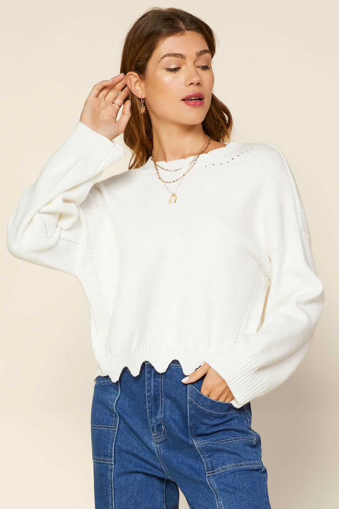 SKIES ARE BLUE Raya Scallop Trimmed Sweater Clothing 4 SKIES ARE BLUE Raya Scallop Trimmed Sweater Clothing