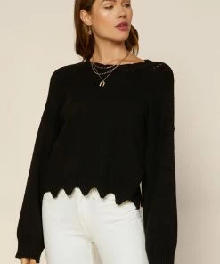 SKIES ARE BLUE Clothing Raya Scallop Trimmed Sweater