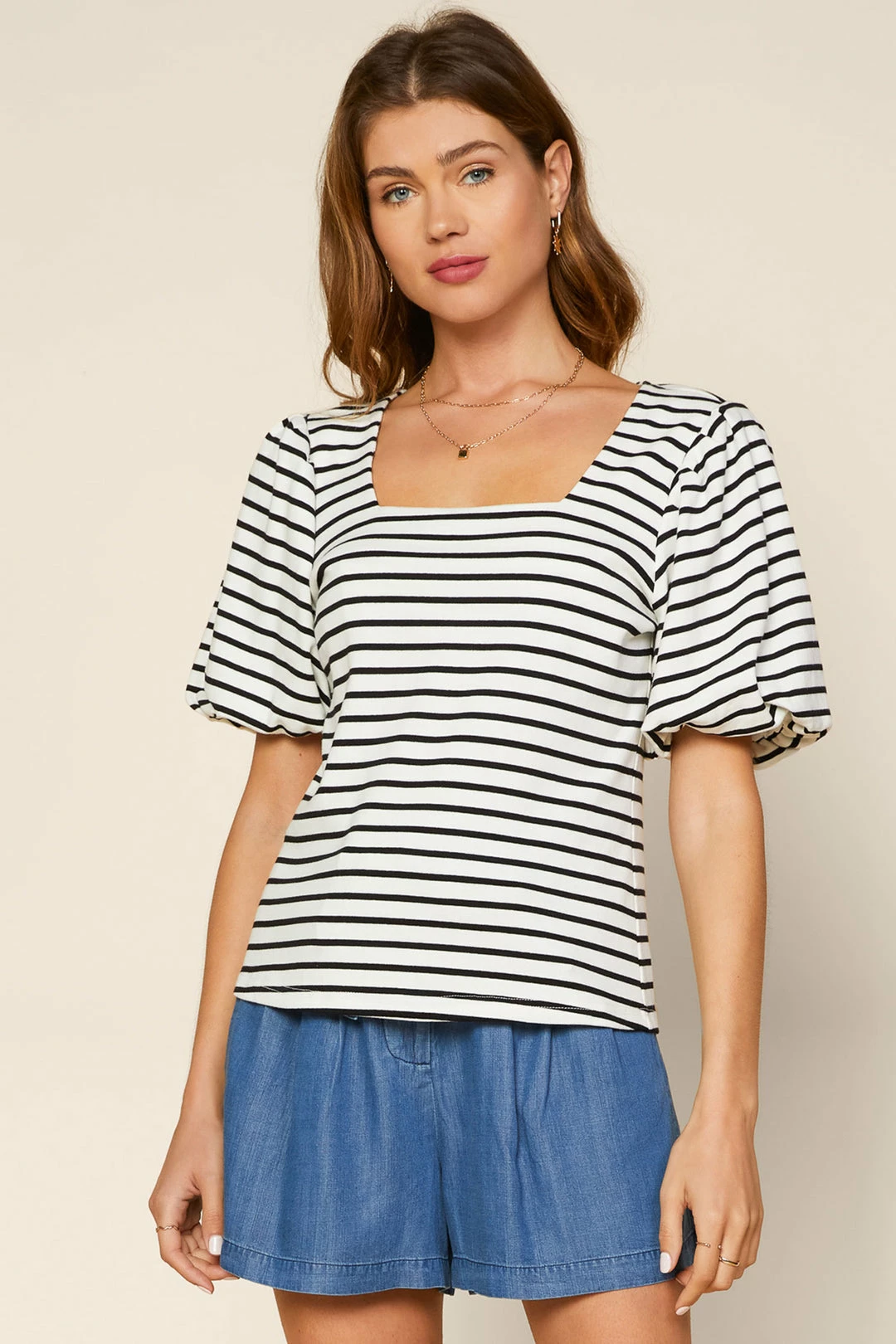 SKIES ARE BLUE Alia Striped Square Neck Top 4 SKIES ARE BLUE Alia Striped Square Neck Top