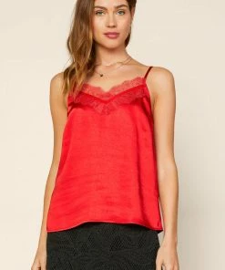 SKIES ARE BLUE Satin Lace Trimmed Cami