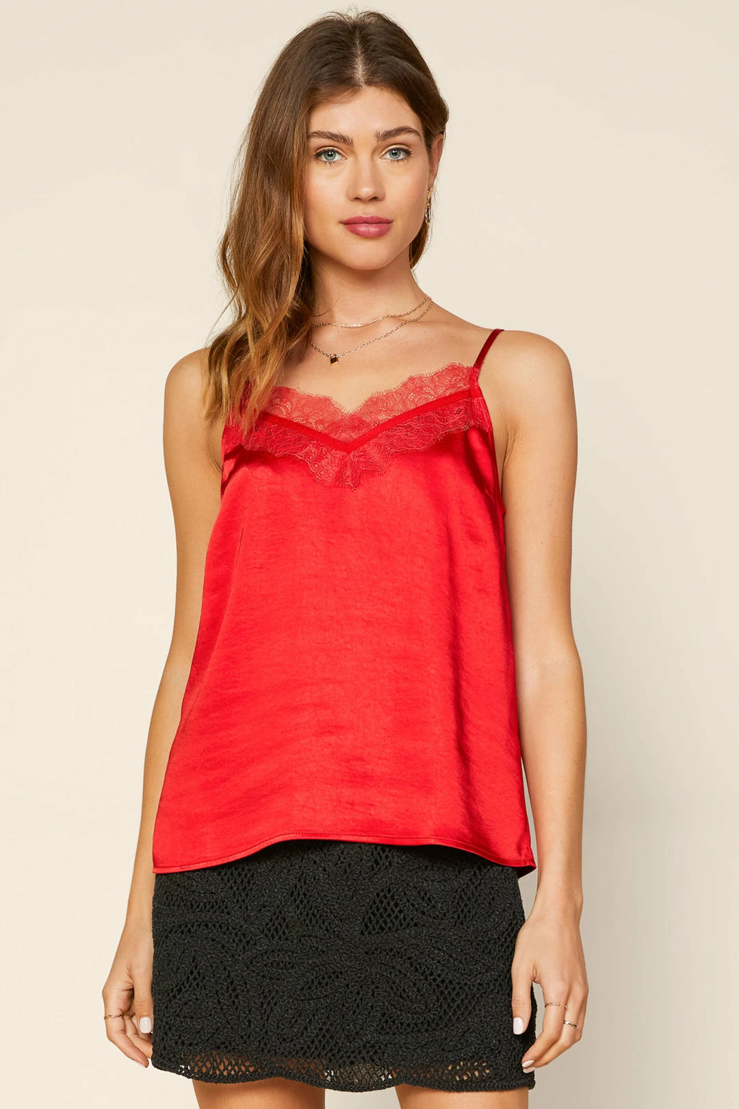 SKIES ARE BLUE Satin Lace Trimmed Cami 3 SKIES ARE BLUE Satin Lace Trimmed Cami