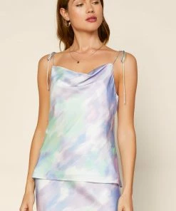 SKIES ARE BLUE Clothing Tie Dye Cowl Neck Cami