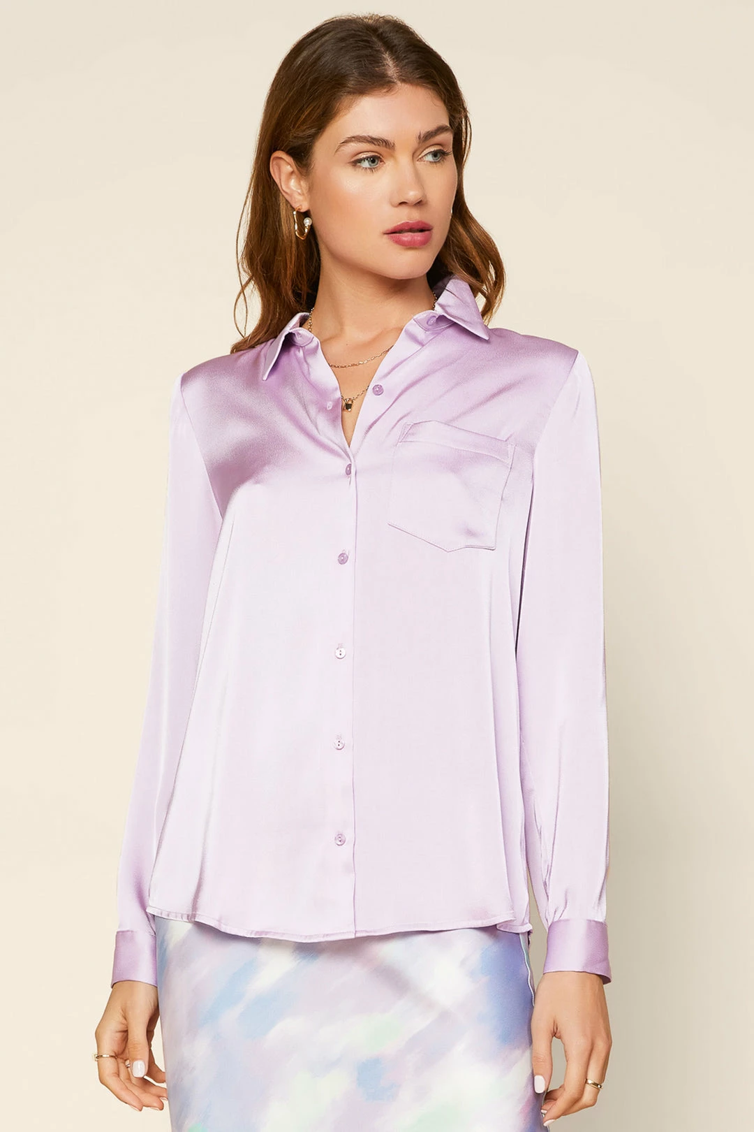 SKIES ARE BLUE Clothing Satin Button Down Shirt 3 SKIES ARE BLUE Clothing Satin Button Down Shirt