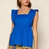 SKIES ARE BLUE Ruffled Tie Back Top