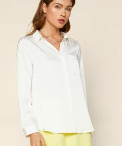 SKIES ARE BLUE Satin Button Down Shirt Clothing