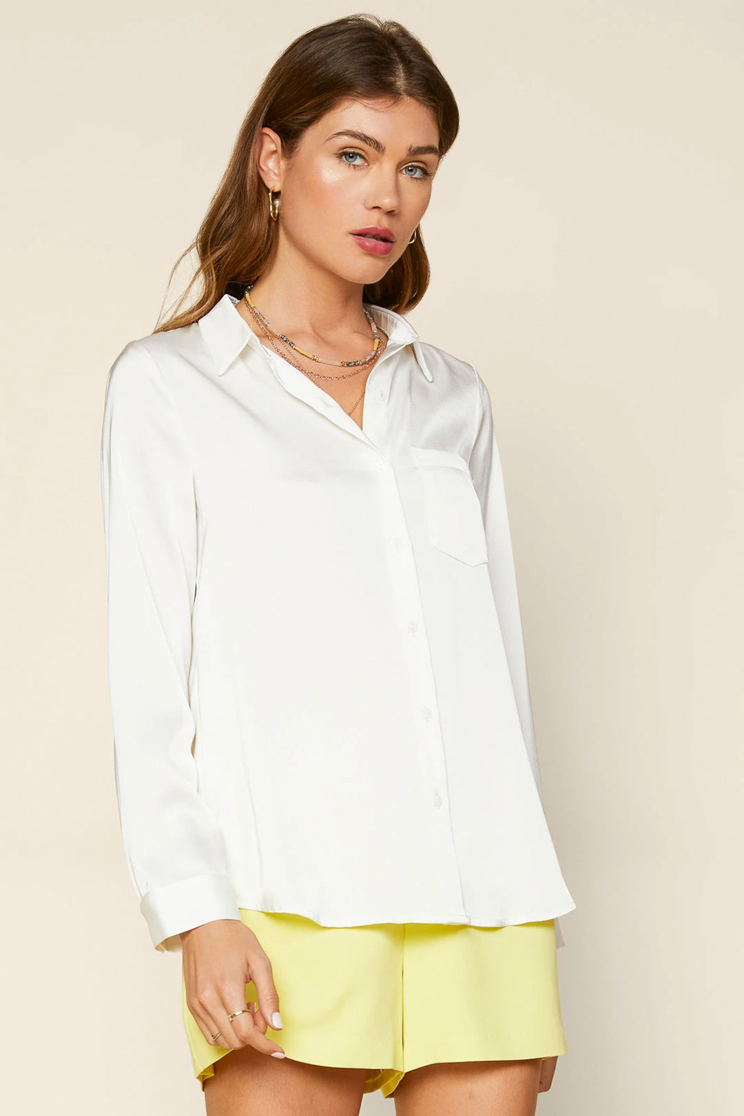 SKIES ARE BLUE Satin Button Down Shirt Clothing 3 SKIES ARE BLUE Satin Button Down Shirt Clothing