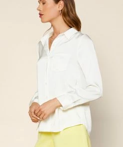 SKIES ARE BLUE Satin Button Down Shirt Clothing 8 SKIES ARE BLUE Satin Button Down Shirt Clothing