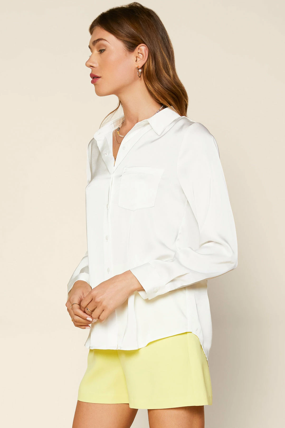 SKIES ARE BLUE Satin Button Down Shirt Clothing 5 SKIES ARE BLUE Satin Button Down Shirt Clothing