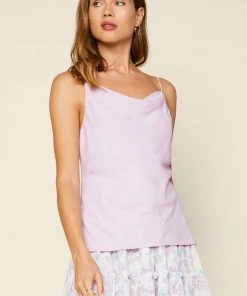 SKIES ARE BLUE Tops Striped Jacquard Cowl Cami